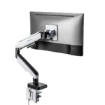 StableDesk Gaming monitor állvány 17-49” inch, RGB világítás, Állítható StableDesk kar, Akár 20 kg-ig, Kábelrendező, Standard/ívelt irodai, játék monitorhoz, Csipesz/screw rögzítéssel az asztallapra, Fehér - Image 3