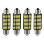 4 darabos LED-es autóizzó készlet, SINBINTA, Fehér fény 6500-7500k, 12V, 2W, Víz- és porálló, Kiegészítő lámpákhoz, féklámpákhoz, rendszámtáblához, térképjelzőhöz és parkolólámpákhoz, Alumínium, 41mm, Ezüst