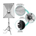 Kit studio foto video világítás professzionális, 2 softbox-szal, 2 fotóernyővel, 2 db 150W 5500K fénycsővel és 2 db 120W-os LED izzóval távirányítóval, zöld chroma key háttér, háttértartó, vászoncsipeszek, táska - Image 4