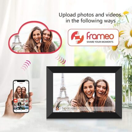 WIFI digitális képkeret, 10,1 hüvelykes, CHIGOODS, 32 GB, érintőképernyő 1280X800 HD IPS, Frameo alkalmazás, MicroSD, fotók/videók, hangszóró, fehér