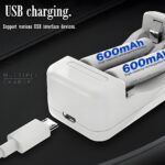 BESTON AA/AAA akkumulátortöltő készlet 2 rekesszel és 2 db AAA 600mAh Ni-MH akkumulátorral, fehér, 75x36,5x25,8mm - Image 8