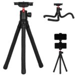 Professzionális Állítható Teleszkópos Fotóállvány, Telefonhoz / Fényképezőgéphez / GoPro-hoz, 360°-os Forgatás, Telefon Tartóval, Univerzális, Fekete - Image 2