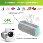 Cipőmosótáska, zioda smart essentials®, belső sörtékkel 360°-os tisztításhoz, cipőmosáshoz, szárításhoz, szállító- és tárolótáska, tartós prémium poliészter, újrafelhasználható, hordozható, ellenálló, XXL méret, 19x39 cm, szürke - Image 3