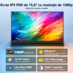Yodoit hordozható monitor, 15,6", FHD, 1920x1080p, IPS másodlagos külső képernyő, laptop képernyő kiterjesztés, beépített hangszórók, széleskörű kompatibilitás különböző eszközökkel - Image 5