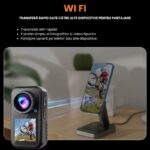 Sportkamera 5K Ultra HD, WiFi, 5k 30 FPS, 4k 60 FPS, 130° látószög, Kettős 1.3” LCD érintőképernyő, 10 mp előfelvétel, 64MP fotó, 6 tengelyes EIS stabilizálás, Vízálló 30m, Beépített hangszóró, 1000mAh akkumulátor, Mágneses rögzítés, Testkamera, Fekete - Image 7