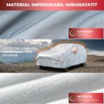 Elindor® Prémium Autóponyva, Vízálló, UV-védelem, Nap, Por, Eső és Hó Ellen, Minden Évszakra, Kültéri Takaró, Teljes Védelem, Univerzális, Autós Kiegészítők, Személyautó XXL Méret, 500 × 200 × 150 cm, Szürke - Image 5