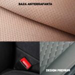 Autósülés huzat, univerzális, első ülésvédelmet kínál, csúszásmentes, steppelt modell, PU bőr, elegáns kivitel tárolózsebbel, szürke - Image 6