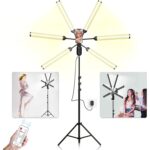 Lumină LED cu trepied, WALALLA 63 inch, 6 tuburi, 3 moduri de iluminare, 11 niveluri de intensitate, temporizator 3-18 ore, cu telecomandă, pentru fotografie/smink/közvetítések, fekete - Image 5