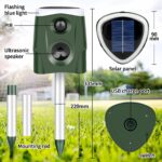360°-os ultrahangos napenergiával működő állatriasztó macskariasztó kültéri szarvasriasztó mozgásérzékelővel, 3 oldalról villogó mozgásfénnyel, elriasztja a kutyákat, madarakat, nyulakat és mókusokat a kertben - Image 7