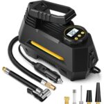 Hordozható autós kompresszor - szivattyús autó, kerékpár, motorkerékpár, matracok, léggömbök, 12 V DC digitális manométerrel, 100 PSI, 6,9 bár és LED vészvilágítás - Image 2
