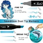 120 db professzionális Arvada Color Magic filctoll készlet, többszínű marker, alkohol alapú tintával, dupla fej 1mm-6mm, fekete - Image 21