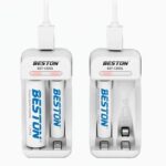 BESTON AA/AAA akkumulátortöltő készlet 2 rekesszel és 2 db AAA 600mAh Ni-MH akkumulátorral, fehér, 75x36,5x25,8mm - Image 3