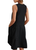 Női ujjatlan ruha, Imily Bela, alkalmi, félcipzáros V-nyakú, fekete, 2XL nemzetközi méret - Image 4