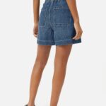 Női alkalmi farmernadrág, magas derekú, széles szárú, nyári, zsebes, kék, 2XL INTL méret