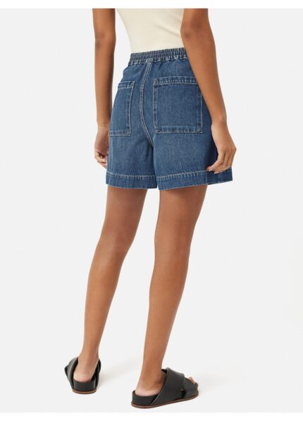 Női alkalmi farmernadrág, magas derekú, széles szárú, nyári, zsebes, kék, 2XL INTL méret