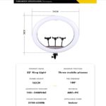 Ring Light LED 56cm/22inch, 3 fénymód, 10 beállítási fokozat, 3 telefontartó, szelfi távirányító, 210cm-es állvány tartalmazza - Image 14