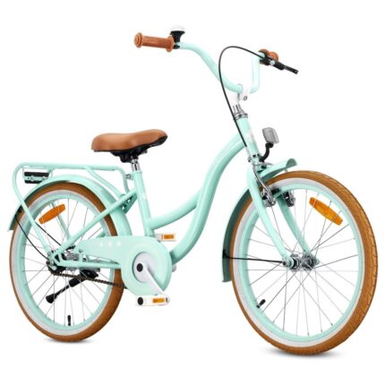Sun Baby Gyermek Kerékpár, Retro Flower Bike, 20 hüvelyk, Első Kosár, Csomagtartó, Oldaltámasz, V-fék, 6-8 év, Mentazöld