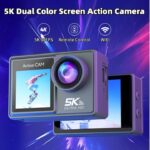 Beeherb® 5K/60FPS/24MP Érintőképernyős Akciókamera, Sony Szenzor, 170° Ultraszéles látószög, Rázkódásmentes, 28 órás akkumulátor-üzemidő, WIFI/2.4G vezeték nélküli távirányító, Síelés/Kerékpározás/Búvárkodás/Vezetés Felvevő, Szürke