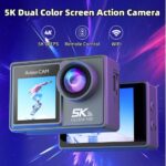 Beeherb® 5K/60FPS/24MP Érintőképernyős Akciókamera, Sony Szenzor, 170° Ultraszéles látószög, Rázkódásmentes, 28 órás akkumulátor-üzemidő, WIFI/2.4G vezeték nélküli távirányító, Síelés/Kerékpározás/Búvárkodás/Vezetés Felvevő, Szürke