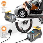 Elindor® hordozható légkompresszor LCD kijelzővel, 12V/220V tápegység, maximális nyomás 10,3 bar, 150PSI, többfunkciós funkció, LED lámpa, szürke - Image 3