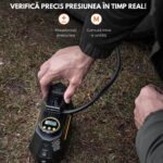 Hordozható autós kompresszor - szivattyús autó, kerékpár, motorkerékpár, matracok, léggömbök, 12 V DC digitális manométerrel, 100 PSI, 6,9 bár és LED vészvilágítás - Image 7
