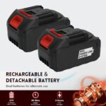 500W elektromos sövényvágó készlet, bedee, két 21V-os akkumulátorral, 22 hüvelykes pengével, kefe nélküli motorral, 1500 RPM, 15 mm fogtávolság, védőszemüveg, kesztyű, töltő és kenőolaj mellékelve, piros - Image 8